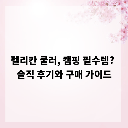 펠리칸 쿨러, 캠핑 필수템? 솔직 후기와 구매 가이드