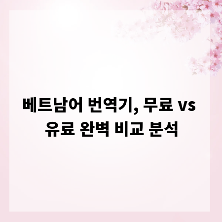 베트남어 번역기, 무료 vs 유료 완벽 비교 분석