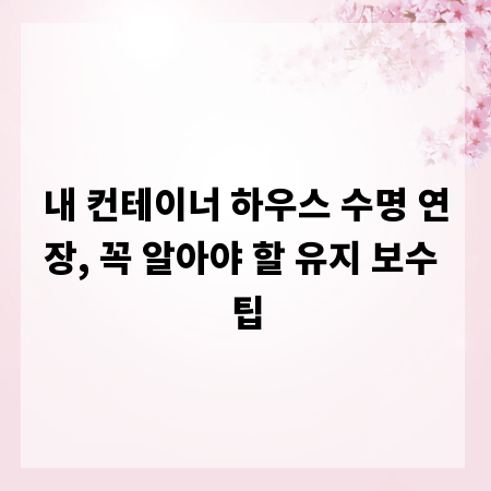 내 컨테이너 하우스 수명 연장, 꼭 알아야 할 유지 보수 팁