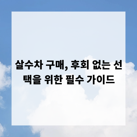 살수차 구매, 후회 없는 선택을 위한 필수 가이드