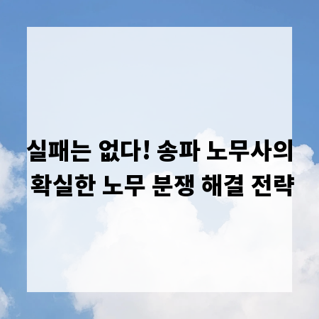 실패는 없다! 송파 노무사의 확실한 노무 분쟁 해결 전략