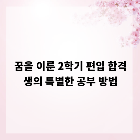 꿈을 이룬 2학기 편입 합격생의 특별한 공부 방법