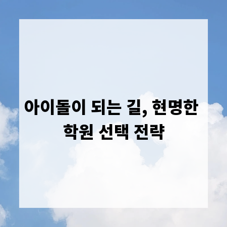 아이돌이 되는 길, 현명한 학원 선택 전략