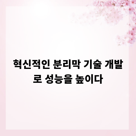 혁신적인 분리막 기술 개발로 성능을 높이다