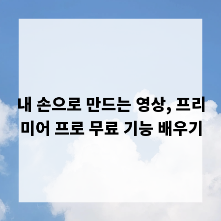 내 손으로 만드는 영상, 프리미어 프로 무료 기능 배우기
