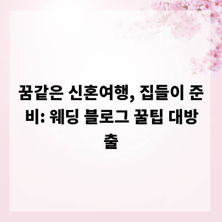꿈같은 신혼여행, 집들이 준비: 웨딩 블로그 꿀팁 대방출