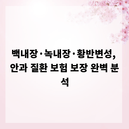 백내장·녹내장·황반변성, 안과 질환 보험 보장 완벽 분석