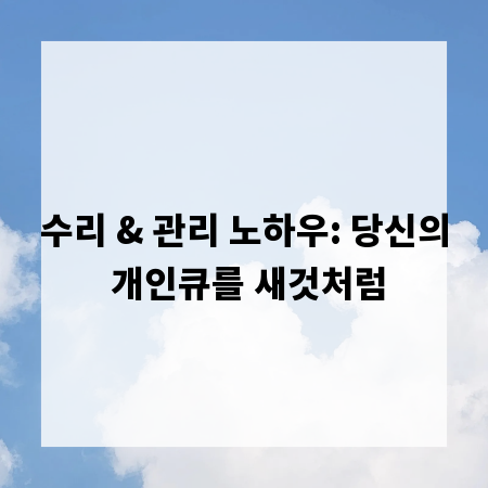 수리 & 관리 노하우: 당신의 개인큐를 새것처럼