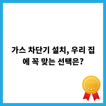 가스 차단기 설치, 우리 집에 꼭 맞는 선택은?