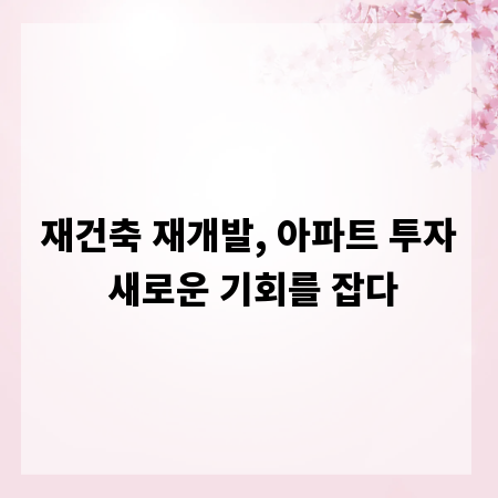 재건축 재개발, 아파트 투자 새로운 기회를 잡다