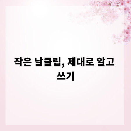 작은 날클립, 제대로 알고 쓰기