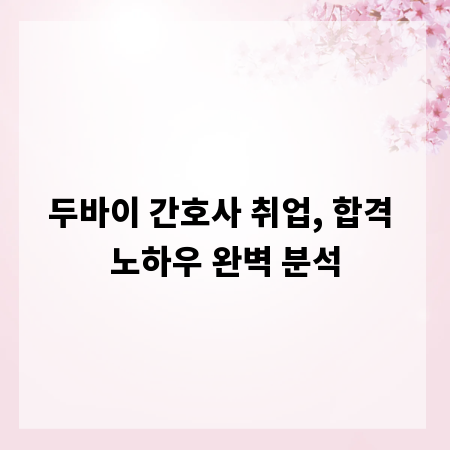 두바이 간호사 취업, 합격 노하우 완벽 분석