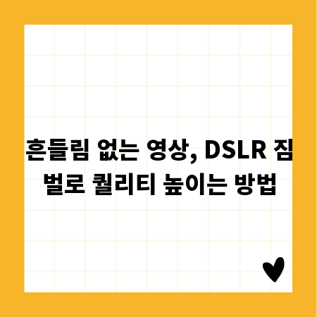 흔들림 없는 영상, DSLR 짐벌로 퀄리티 높이는 방법