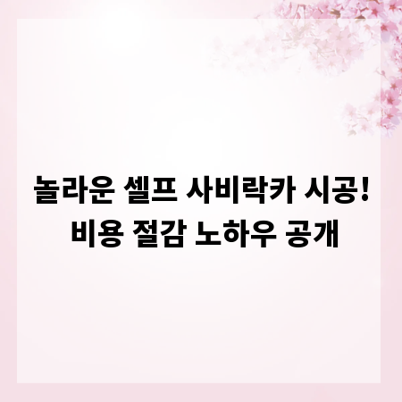 놀라운 셀프 사비락카 시공! 비용 절감 노하우 공개