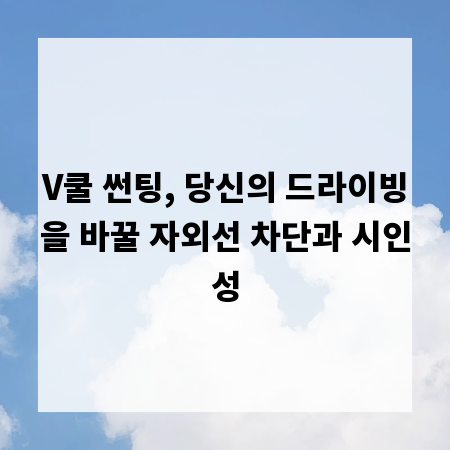 V쿨 썬팅, 당신의 드라이빙을 바꿀 자외선 차단과 시인성