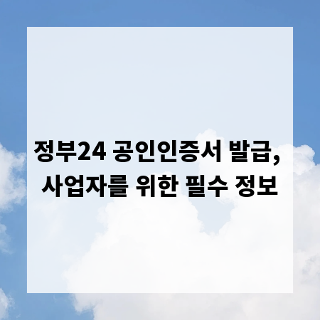 정부24 공인인증서 발급, 사업자를 위한 필수 정보