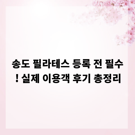 송도 필라테스 등록 전 필수! 실제 이용객 후기 총정리