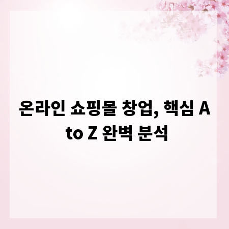온라인 쇼핑몰 창업, 핵심 A to Z 완벽 분석