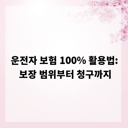 운전자 보험 100% 활용법: 보장 범위부터 청구까지