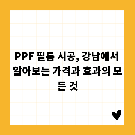 PPF 필름 시공, 강남에서 알아보는 가격과 효과의 모든 것