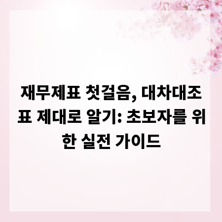 재무제표 첫걸음, 대차대조표 제대로 알기: 초보자를 위한 실전 가이드