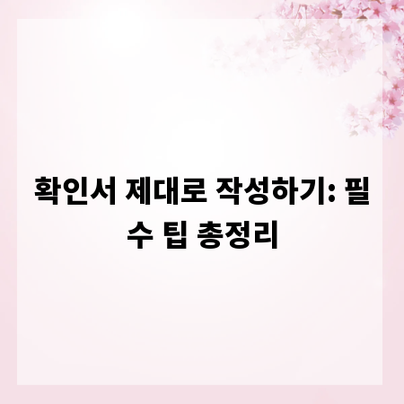 확인서 제대로 작성하기: 필수 팁 총정리
