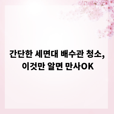간단한 세면대 배수관 청소, 이것만 알면 만사OK