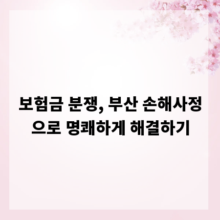보험금 분쟁, 부산 손해사정으로 명쾌하게 해결하기