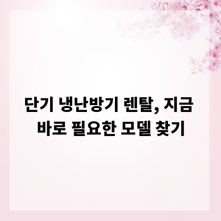 단기 냉난방기 렌탈, 지금 바로 필요한 모델 찾기