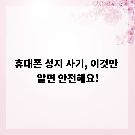 휴대폰 성지 사기, 이것만 알면 안전해요!