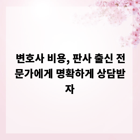 변호사 비용, 판사 출신 전문가에게 명확하게 상담받자