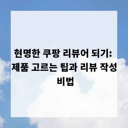 현명한 쿠팡 리뷰어 되기: 제품 고르는 팁과 리뷰 작성 비법