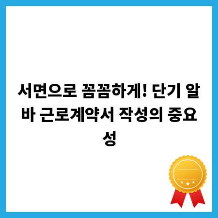 서면으로 꼼꼼하게! 단기 알바 근로계약서 작성의 중요성