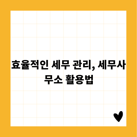효율적인 세무 관리, 세무사무소 활용법