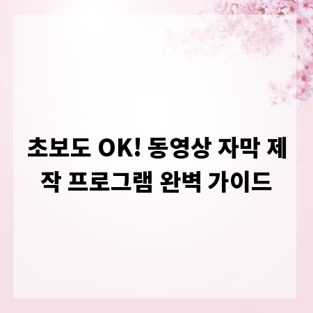 초보도 OK! 동영상 자막 제작 프로그램 완벽 가이드