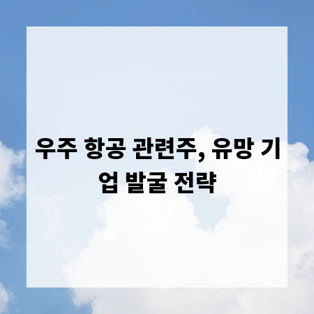 우주 항공 관련주, 유망 기업 발굴 전략