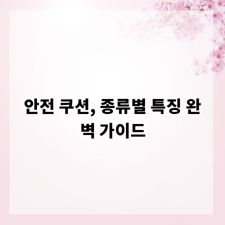 안전 쿠션, 종류별 특징 완벽 가이드