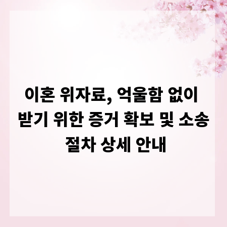 이혼 위자료, 억울함 없이 받기 위한 증거 확보 및 소송 절차 상세 안내
