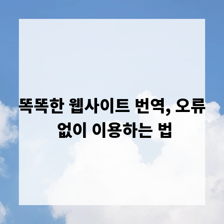 똑똑한 웹사이트 번역, 오류 없이 이용하는 법