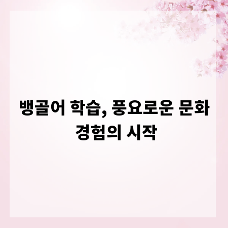 뱅골어 학습, 풍요로운 문화 경험의 시작