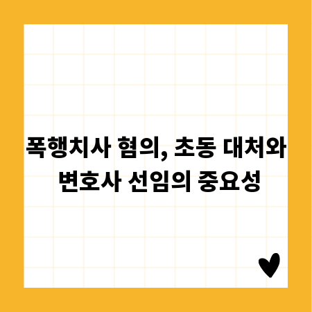 폭행치사 혐의, 초동 대처와 변호사 선임의 중요성
