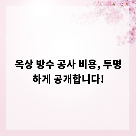 옥상 방수 공사 비용, 투명하게 공개합니다!