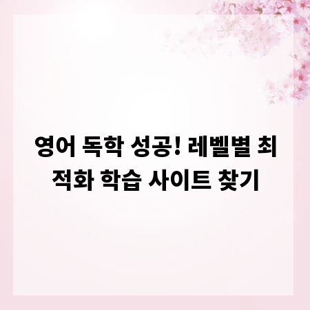 영어 독학 성공! 레벨별 최적화 학습 사이트 찾기