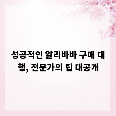 성공적인 알리바바 구매 대행, 전문가의 팁 대공개
