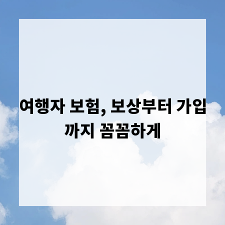여행자 보험, 보상부터 가입까지 꼼꼼하게