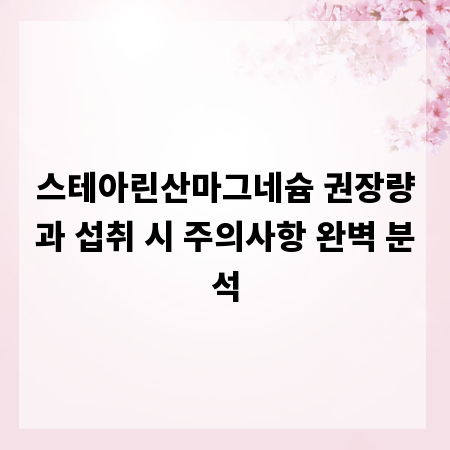 스테아린산마그네슘 권장량과 섭취 시 주의사항 완벽 분석