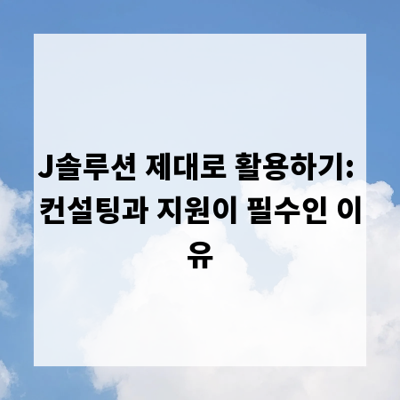 J솔루션 제대로 활용하기: 컨설팅과 지원이 필수인 이유