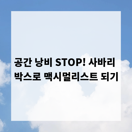공간 낭비 STOP! 사바리 박스로 맥시멀리스트 되기