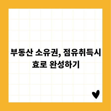 부동산 소유권, 점유취득시효로 완성하기