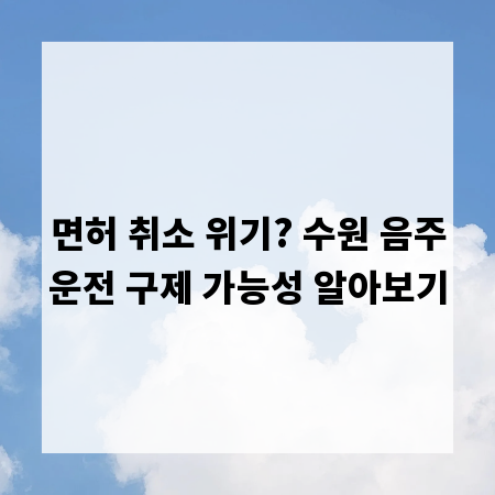 면허 취소 위기? 수원 음주운전 구제 가능성 알아보기